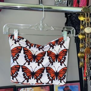 Urban outfitters orange butterfly tube top